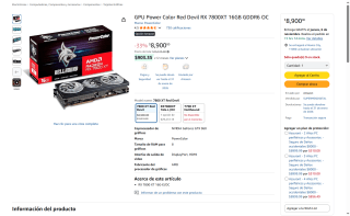 PowerColor Red Devil RX 7800XT 16GB por $8,900 | Amazon