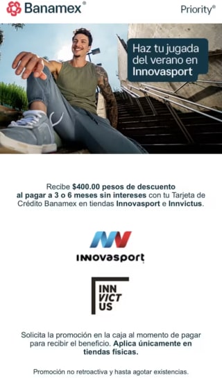 $400 de Descuento a MSI con Banamex | InnovaSport