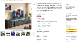 Mueble para TV FURRIFIC 192 cm por $2,199 | Oferta Amazon