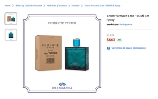 Perfume Tester Versace Eros 100ml por $663 | Elektra