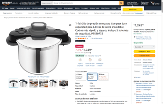 T-fal Olla de presión 6L acero inoxidable por $1,250 | Oferta Amazon