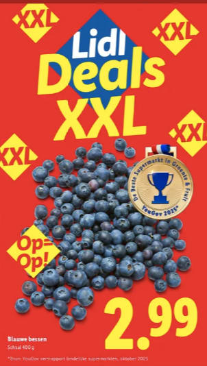 400 Gram blauwe bessen voor €2,79 bij de Lidl
