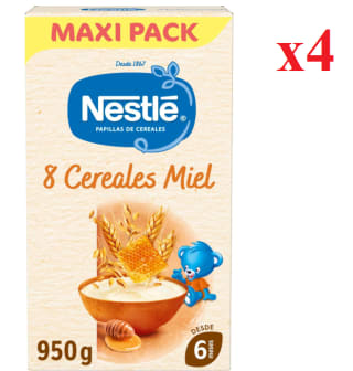 4 x Papilla infantil desde 6 meses 8 cereales con miel Nestlé 950 g. por 12.6€