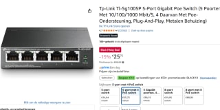 Tp-Link Tl-Sg1005P 5-Port Gigabit Poe Switch voor €25,75 bij Amazon