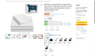 Juego Sábanas King Size por $298 | Oferta Amazon