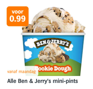 Ben & Jerry mini pint’s voor €0,99 bij AH