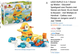 LEGO DUPLO 3-in-1 Dieren op Wielen Peuterspeelgoed voor €19,39 bij Amazon