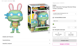 Funko Pop! Leonardo TMNT Verde 9cm por $99 | Oferta Liverpool
