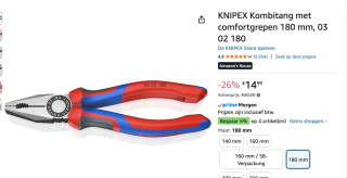 KNIPEX 03 02 180 Combinatietang voor €14,99 bij Amazon