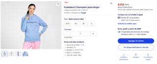 Sudadera Champion para mujer por $350 | Oferta Coppel