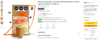 Nescafé Latte Caramelo 6x20g por $56 | Amazon