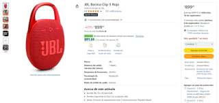 Bocina JBL Clip 5 Roja en $899 | Ahorro Amazon
