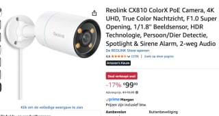 Reolink 4K 8MP PoE IP-camera voor €99,99 bij Amazon