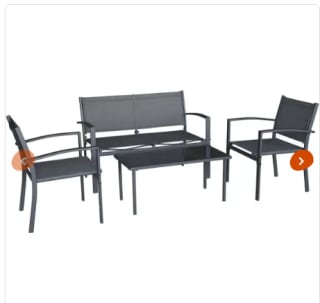 Salon De Jardin Métal "lino Ii" de 4 Places - Noir -habitat et Jardin à 119€
