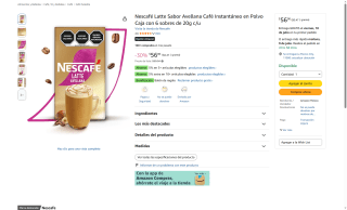 Nescafé Latte Sabor Avellana 120g por $56 | Oferta Amazon