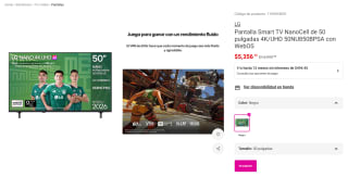 Smart TV LG 50NU850BPSA 4K por $5,357 | Oferta Liverpool