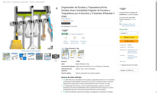 Organizador Escobas Acero Inox 304 4 Ganchos 5 Estantes por $168 | Amazon