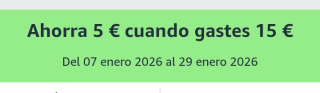 -5€ de Descuento directo por compra de 15€ en Amazon.