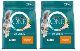2 x PURINA ONE Adulto pollo y cereales integrales 2,8 kg por 15.98€