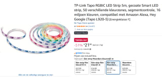 Tapo L920-5 Led Strip - WiFi - Multicolor- 5 meter voor €21,90 bij Amazon