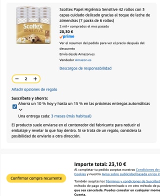 84 rollos Scottex Papel Higiénico Sensitive de 3 capas por 23.10€
