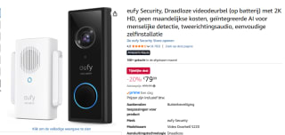 Eufy Security,Draadloze videodeurbel (op batterij) voor €79,99 bij Amazon