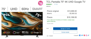 Smart TV TCL 75" 4K UHD por $8,699 | Costco (TC Citibanamex)