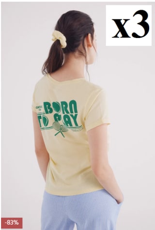 3 Camisetas para Mujer Springfield "Born to play" por 5.98€