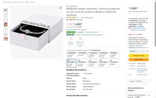 PANDORA Pulsera Plata Ley Corazón Brillante por $1,468 | Oferta Amazon