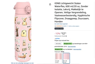Waterfles Ion8 roestvrij staal - 600 ml voor €12,79 bij Amazon