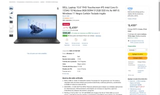 Laptop DELL 15.6" FHD i5-1334U 8GB 512GB por $7,999 | Amazon