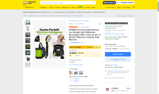 Ducha Portátil ROWIDE 10000mAh por $442 | Oferta Mercado Libre
