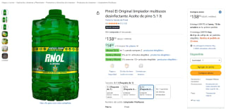 Pinol El Original limpiador multiusos 5.1 lt por $76 en Amazon
