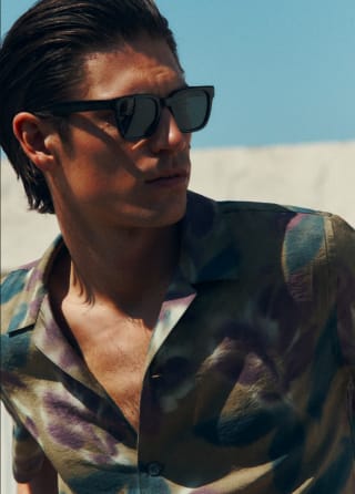 Mango camisa manga corta estampada morada por 11,99€