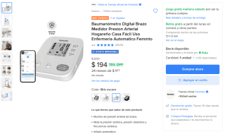 Baumanómetro Digital por $194 | Mercado Libre