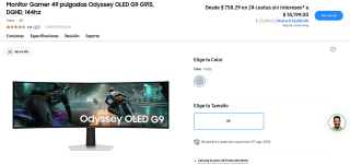 Monitor Gamer 49" Samsung G9 OLED por $11,169
