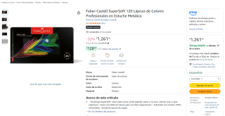Faber-Castell SuperSoft 120 lápices de colores por $1,261 en Amazon