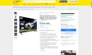 Televisor Vedd 43 Smart TV por $3,238 | Oferta Mercado Libre