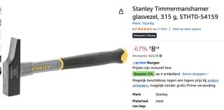 Stanley STHT0-Timmermanshamer - Glasvezel - voor €8,54 bij Amazon