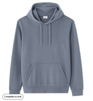 Sweat regular à capuche 100% coton - bleu jean à 15,59€