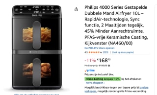 Philips Dual-Stacked Dubbele Airfryer 4000 Series voor €143,40 bij Amazon