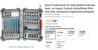 Bosch Slagvaste schroefbitset met multifunctionele boren voor €29,90 bij Amazon