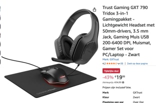 Trust GXT 790 3-in-1 Muis, Muismat, en Headset Bundel voor €19,99 bij Amazon
