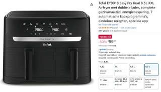 Tefal EY9018 Easy Fry Dual 8.3L XXL voor €99,99 bij Amazon