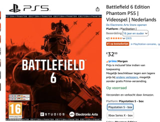 Battlefield 6 Phantom Edition, PS5 € 32,99 bij Amazon
