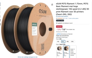 2 Kg eSUN PETG filament 1.75mm, voor €14,18 bij Amazon