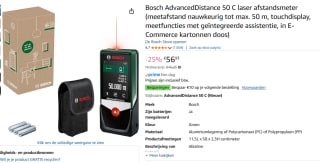 Bosch AdvancedDistance 50C - Laserafstandmeter voor €56,93 bij Amazon