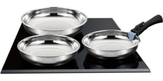 Batterie de cuisine ARTHUR MARTIN de 3 poeles 20-24-26cm + 1 poignée à 39,99€