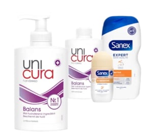 Alle Unicura en Sanex 2+3 gratis bij PLUS