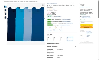 Camiseta Interior Fruit of the Loom 4pz por $110 | Oferta Amazon